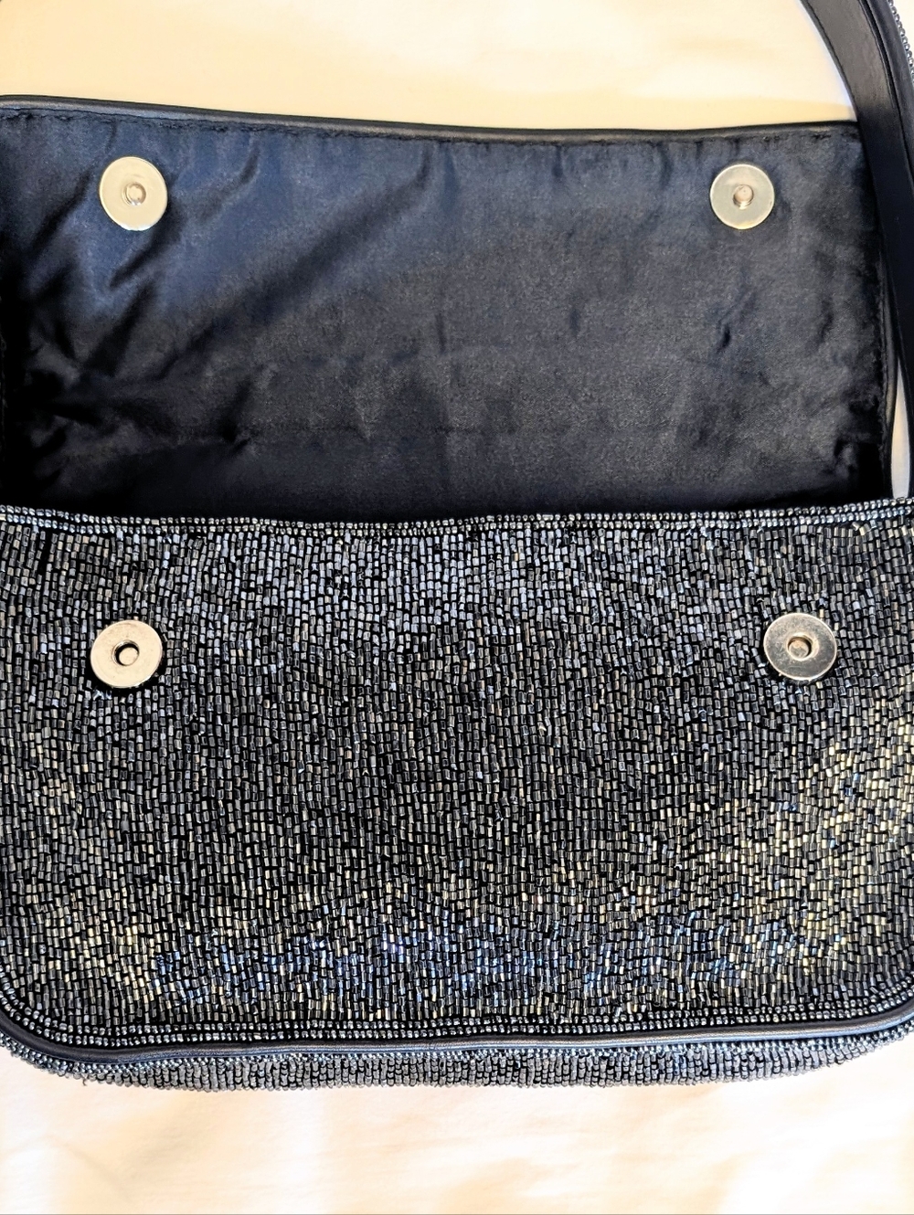 STAUD Tommy Beaded Bag Navy Sparkle - Picture 8 of 11